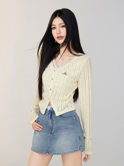 Lace Panel Knit Cardigan