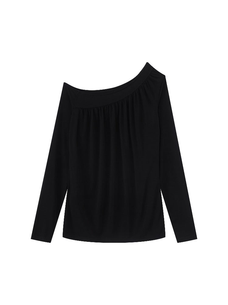 Asymmetrical Draped Lyocell Tee