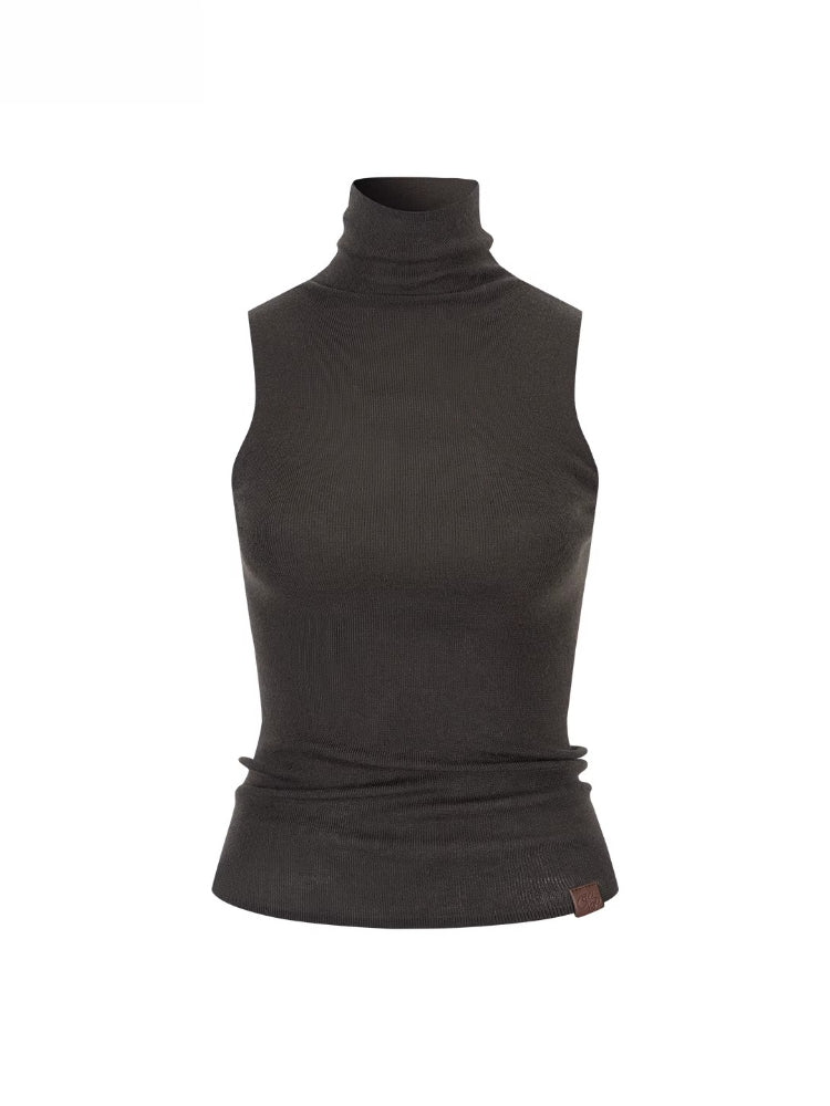 High Neck Sleeveless Knit Top