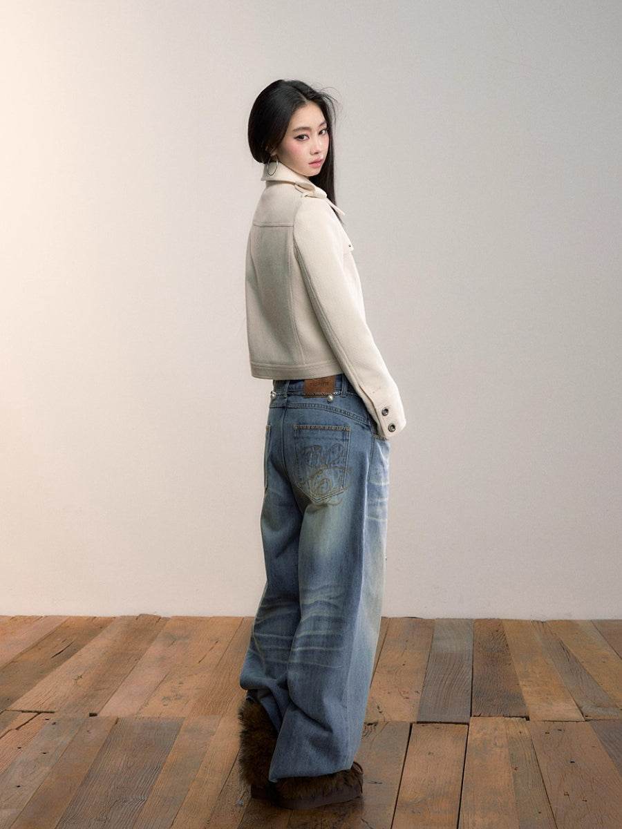 Off-White Studded Decorative Cropped Jacket