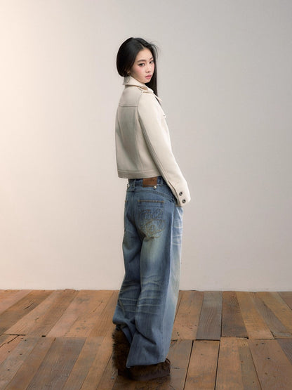 Off-White Studded Decorative Cropped Jacket