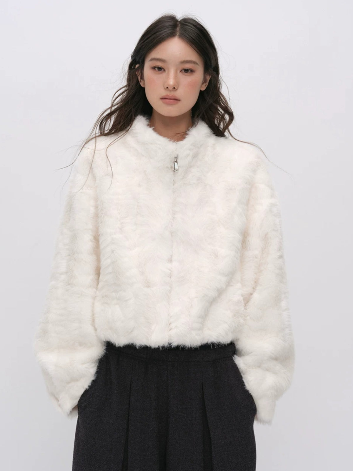 Faux Fur Stand Collar Coat