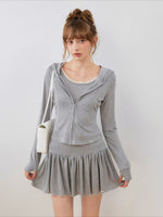 Lace Hooded Skirt Set