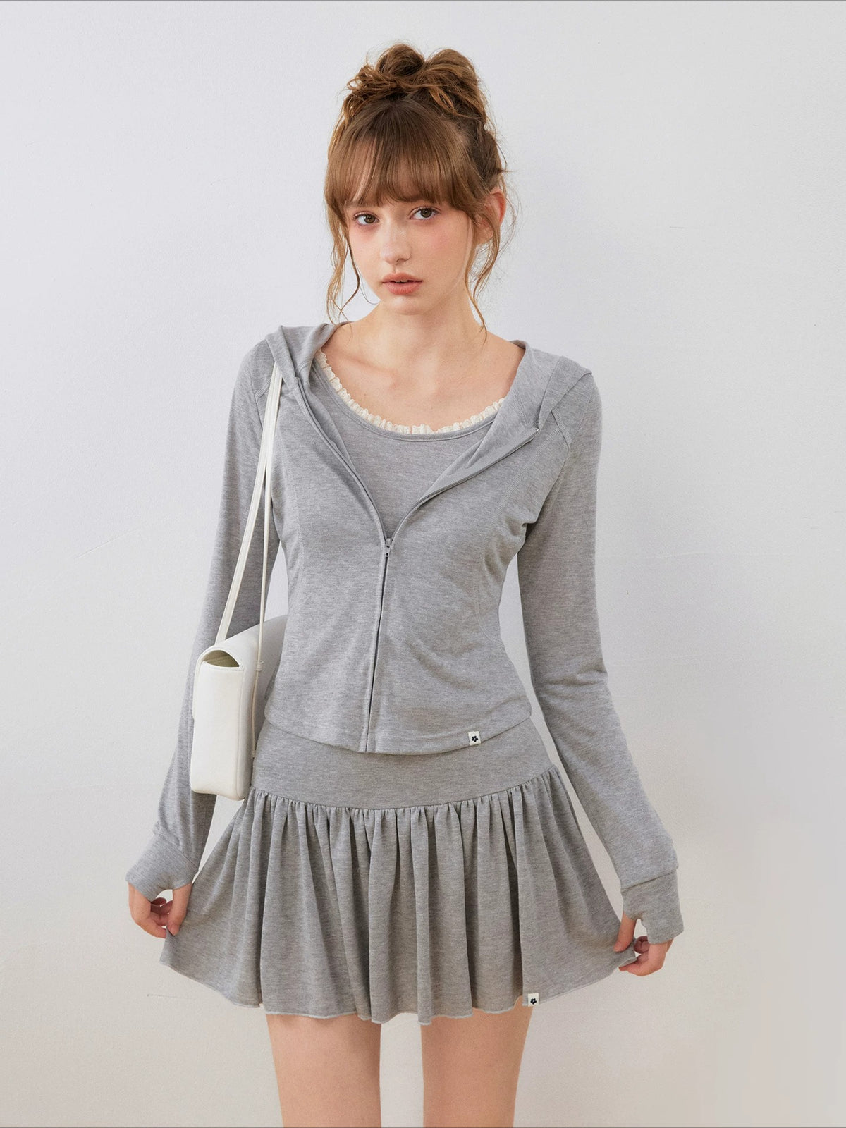 Lace Hooded Skirt Set