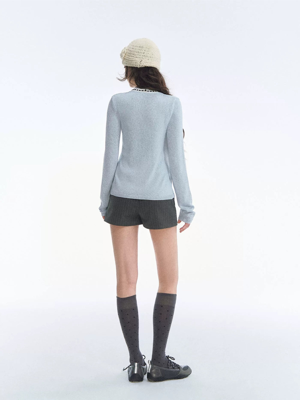 French Bow Trim Knit Cardigan