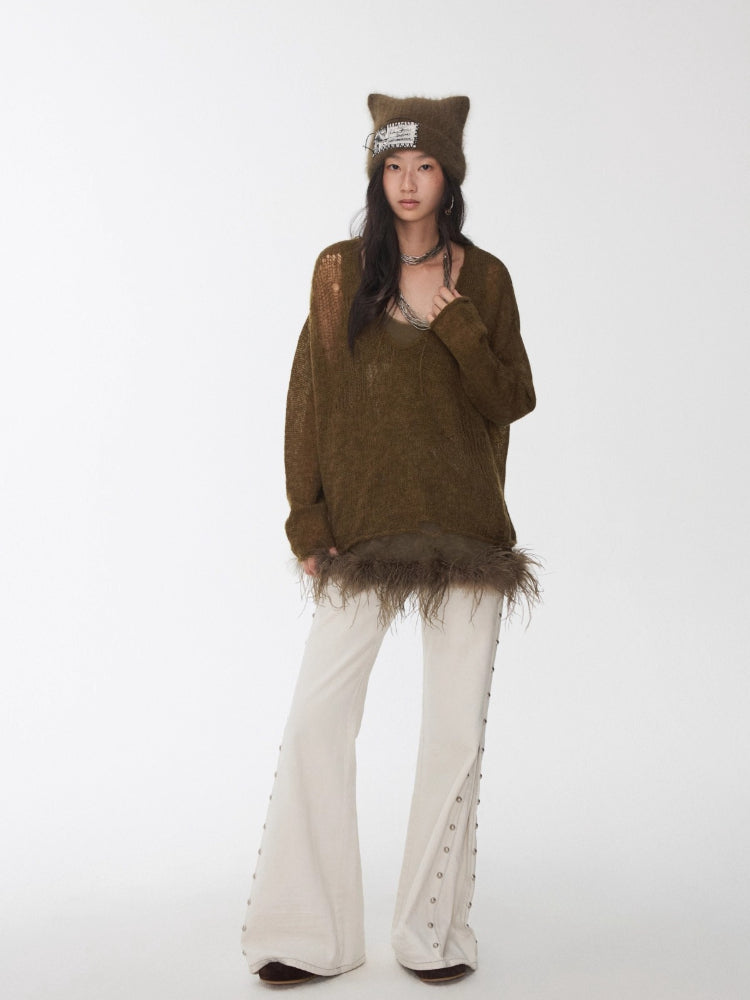 Mohair Star Cutout Sweater