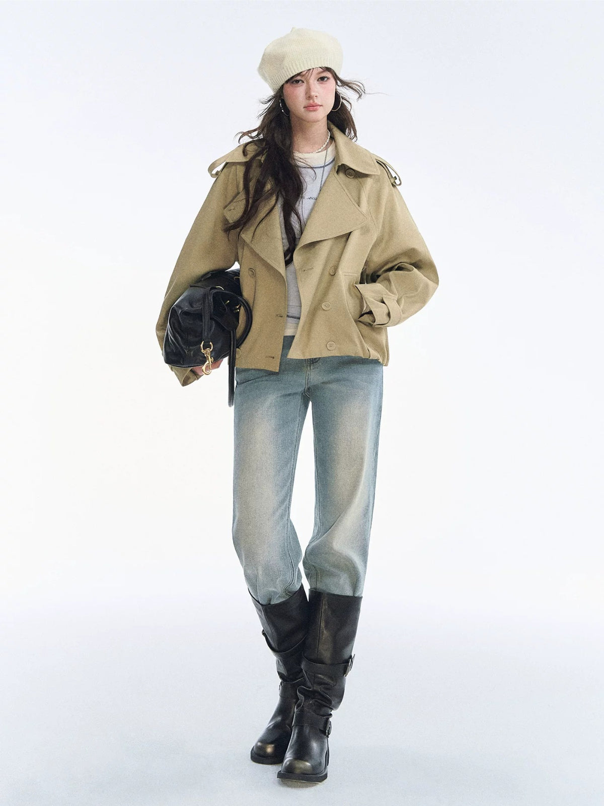 Vintage Bow Embroidered Straight Jeans