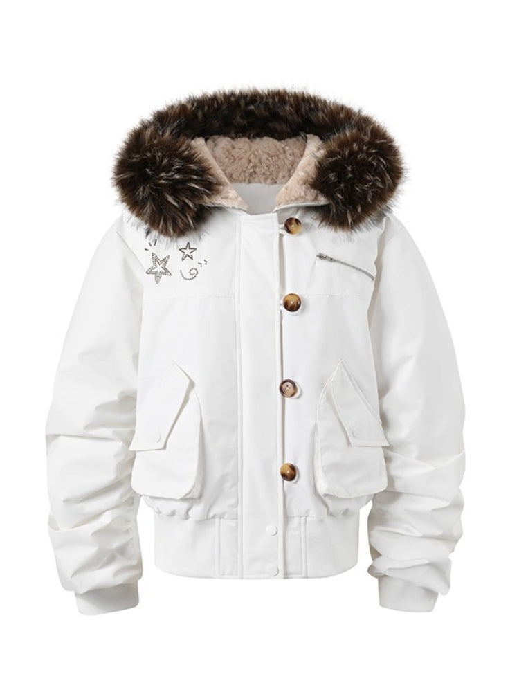 Faux Fur Aviator Down Jacket