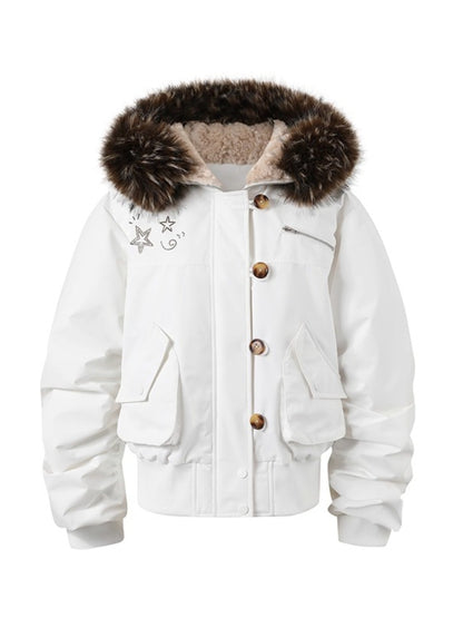 Faux Fur Aviator Down Jacket