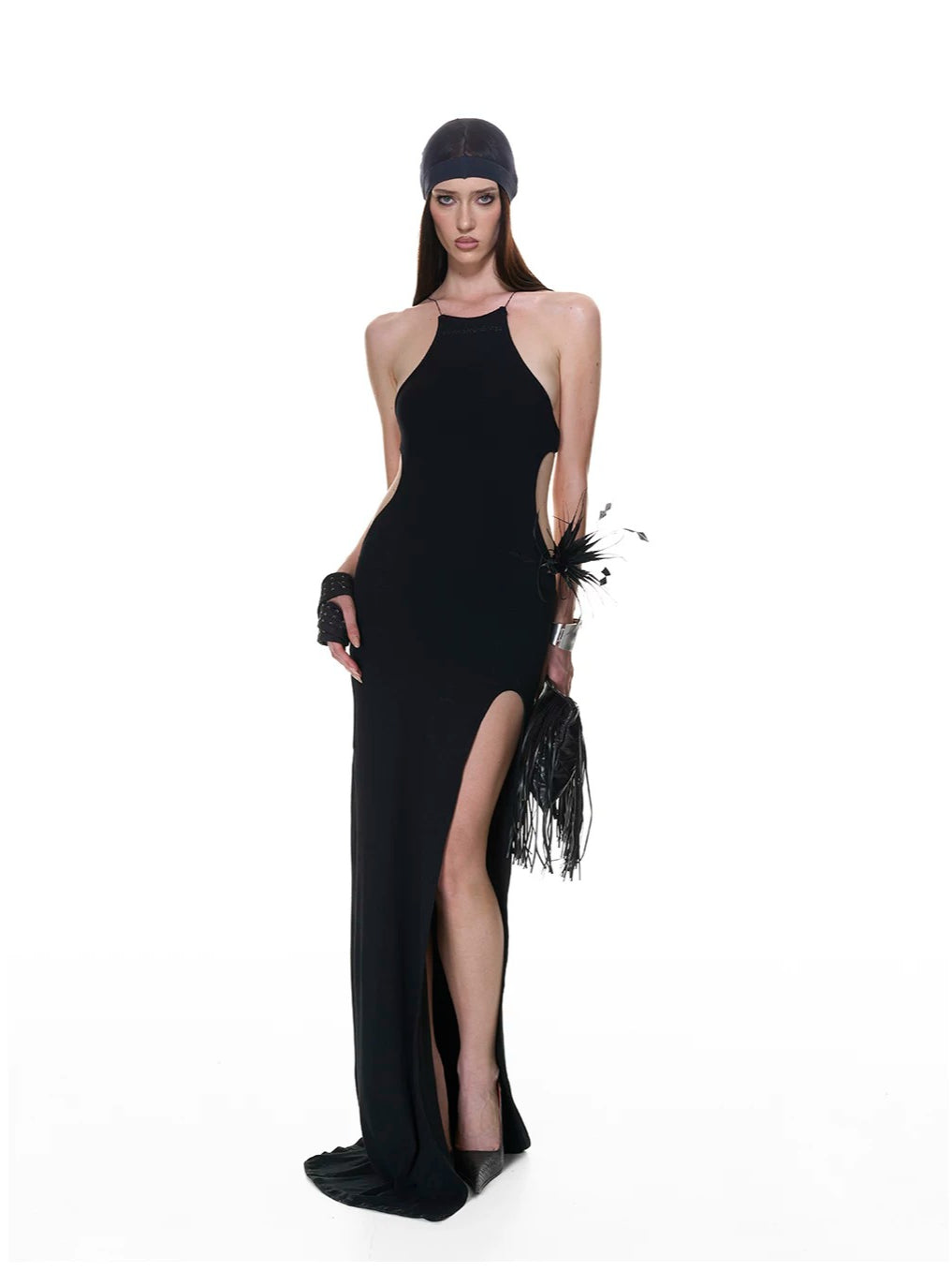Cross-Back Halter Maxi Dress