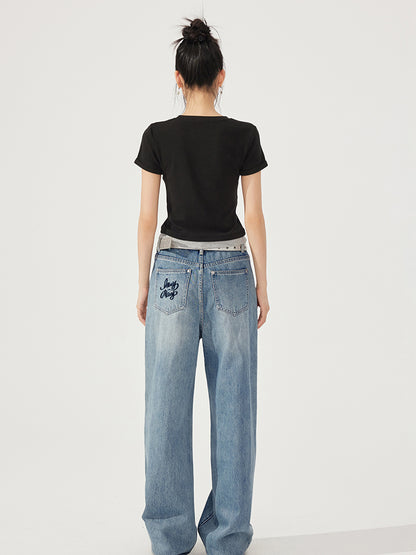 Fake Two-Piece Butterfly Slimming T-Shirt