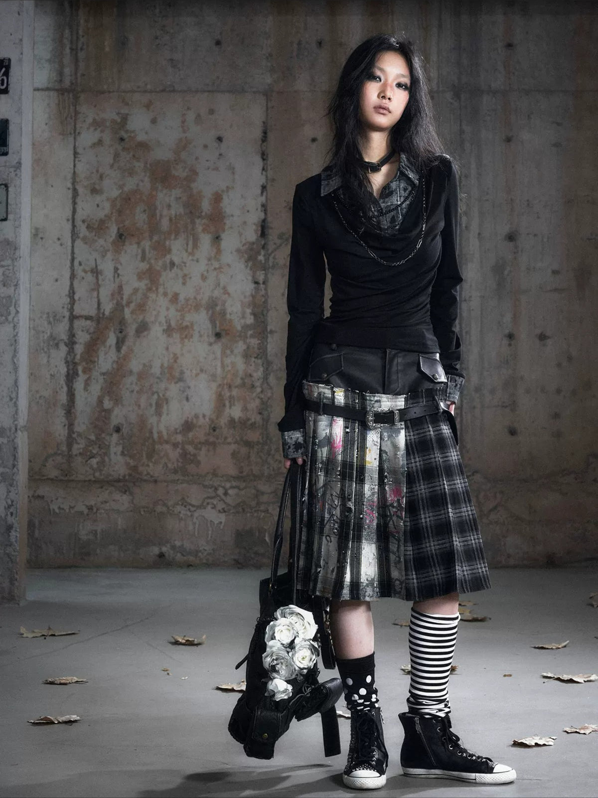 Checked Ruffle Blouse