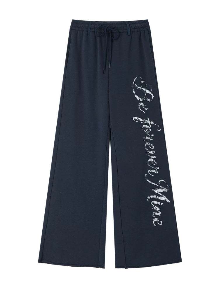 Letter Print Wide Leg Pants