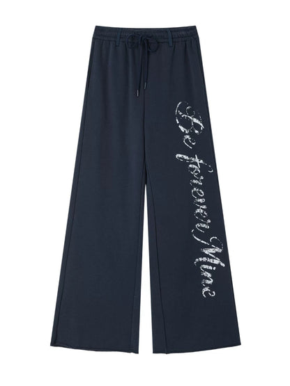 Letter Print Wide Leg Pants