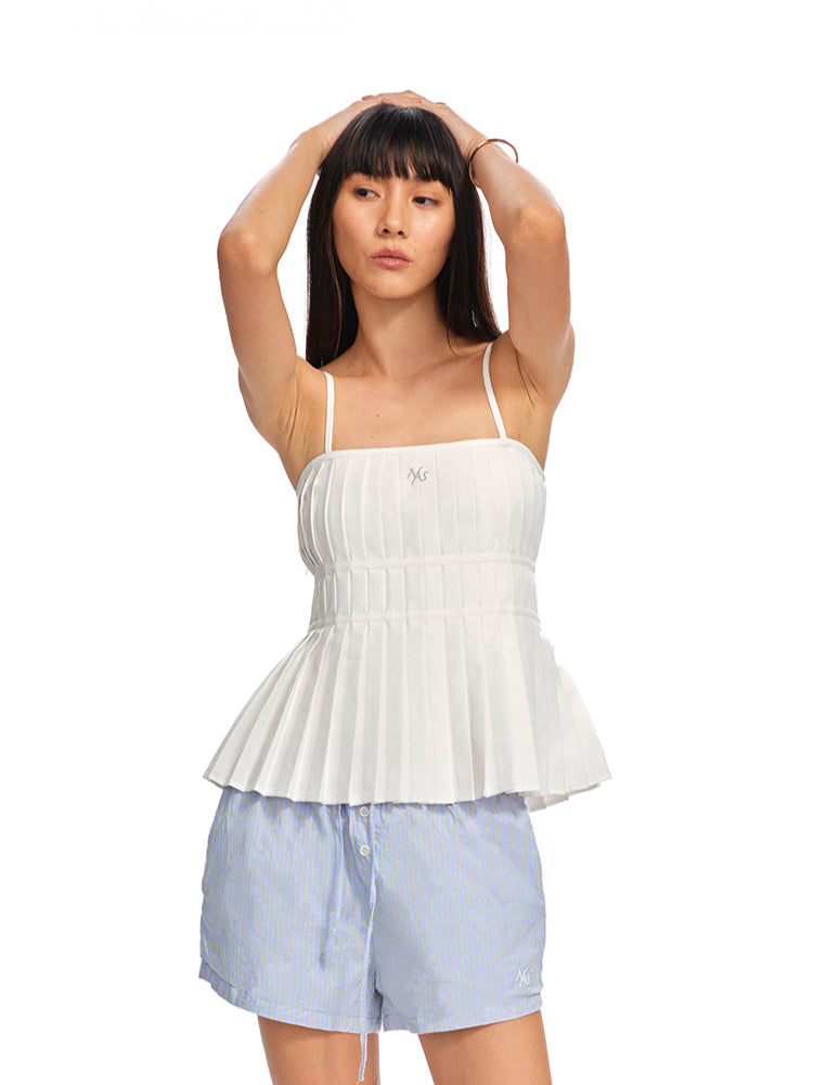Off-The-Shoulder Backless Waist-Cinching Vest Sling