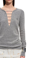 Deep-V Asymmetric Hem Knit Top