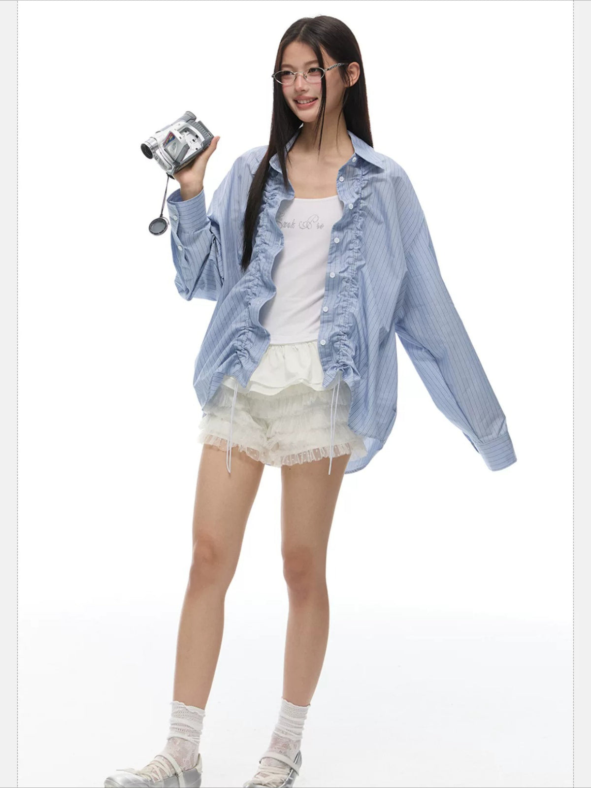 Stripe Drawstring Shirt
