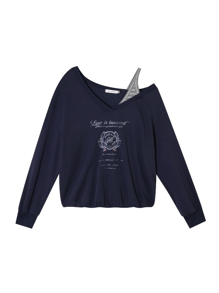 Asymmetric Stripe Print Sweat Set