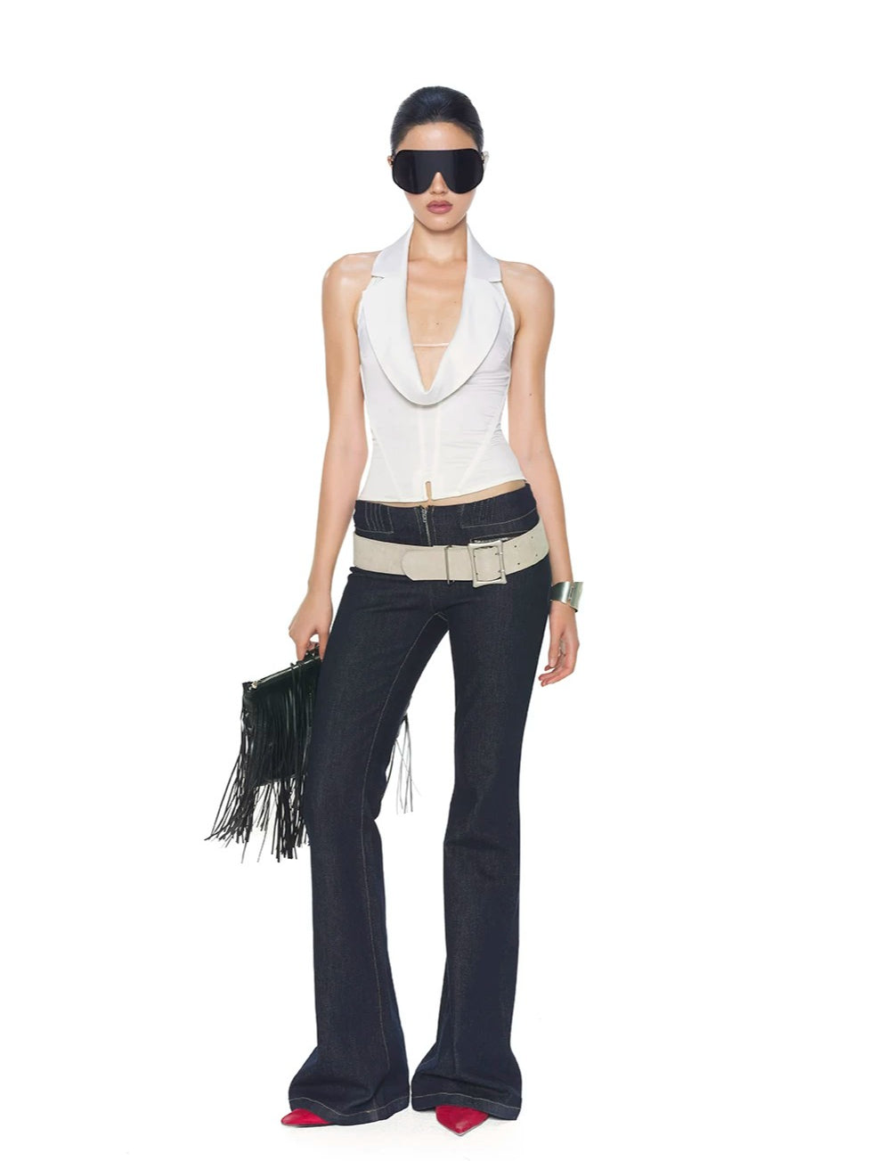 Low-Rise Zip Flare Jeans
