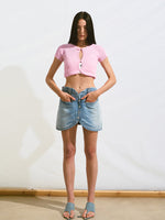 Washed Drapey Effect Slimming High-Waist Skirt