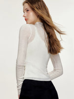 Wool Bow Turtleneck Top