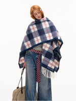 Vintage Plaid Tassel Scarf