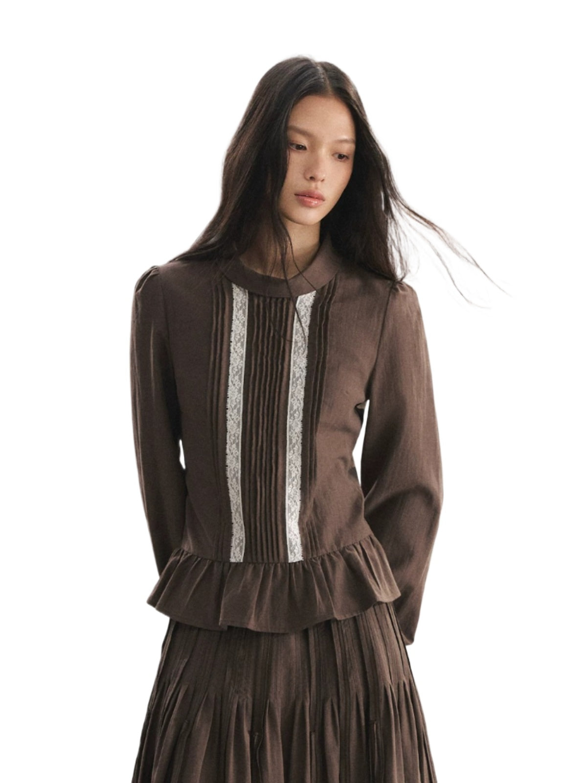 Lace Ruffle Blouse &amp; Skirt Set
