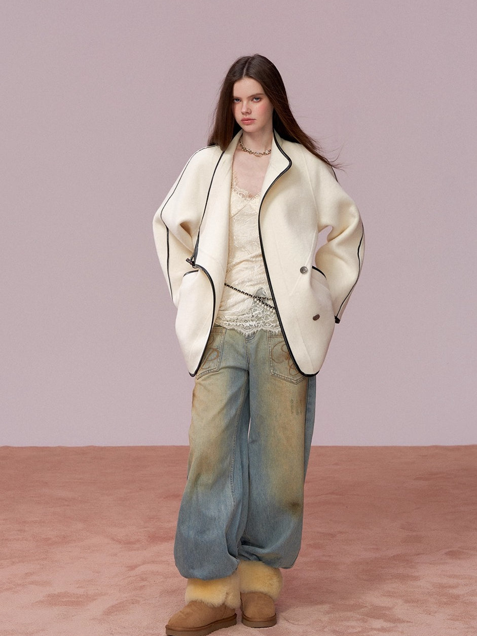 Vintage Shearling-Wool Double-Faced Coat