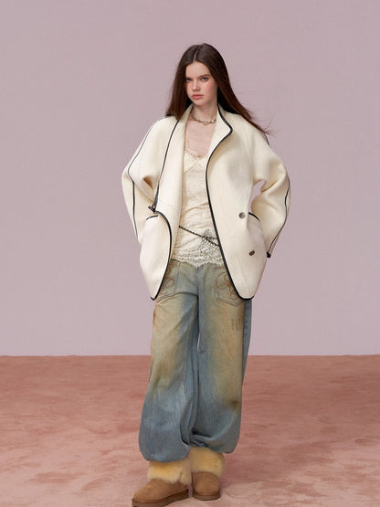 Vintage Shearling-Wool Double-Faced Coat