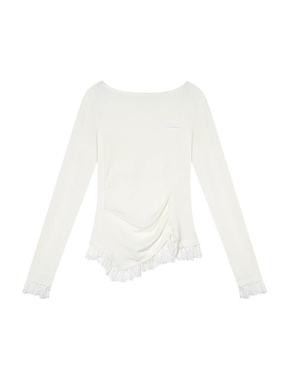 Lace Hem Knit Top