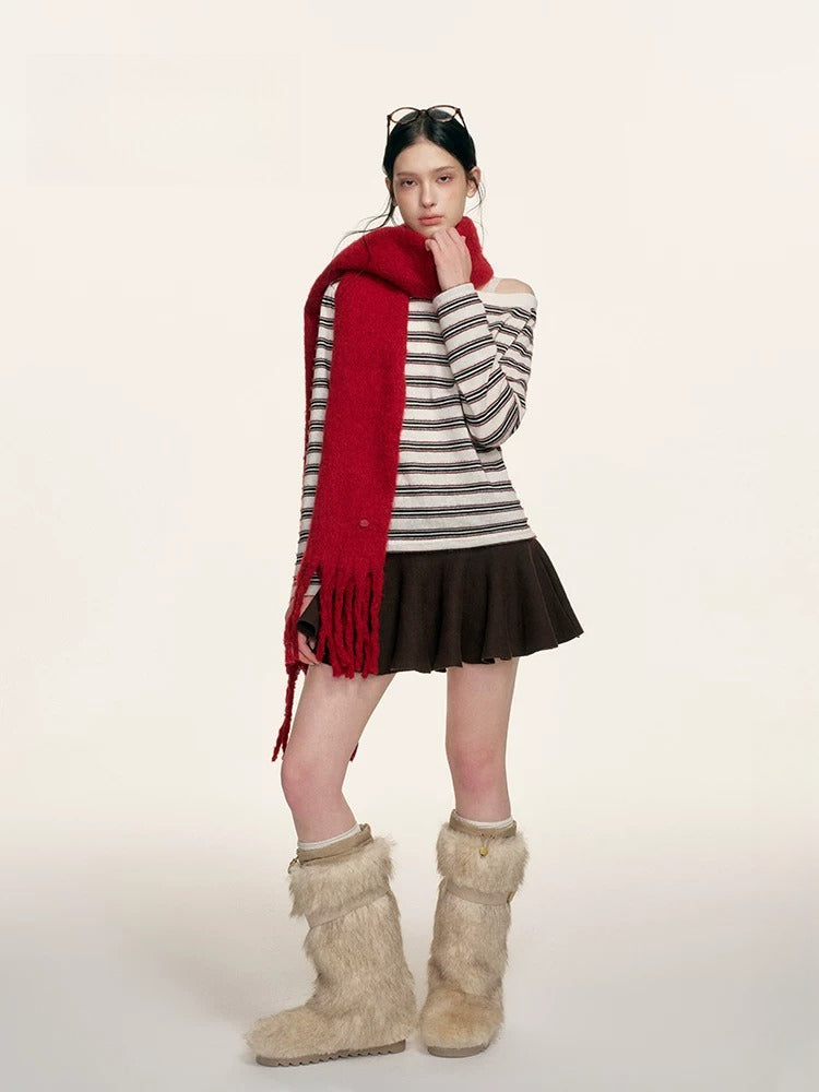 Red Striped Oversized Tee