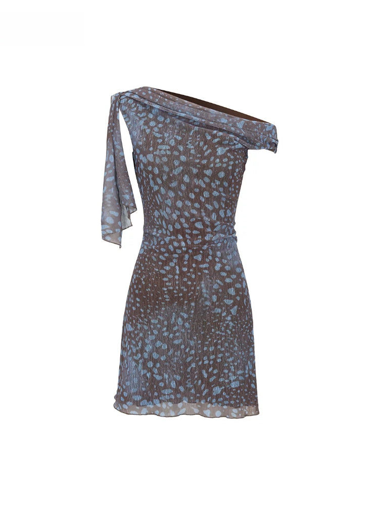 Cold Mist Asymmetric Mesh Dress
