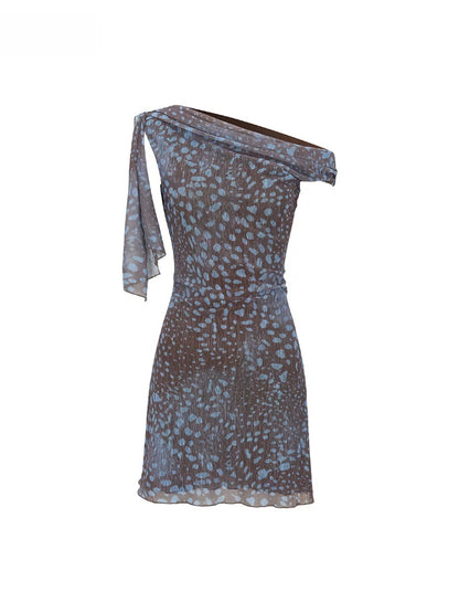 Cold Mist Asymmetric Mesh Dress