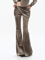 Velvet Hooded Cropped Flared Pants Set