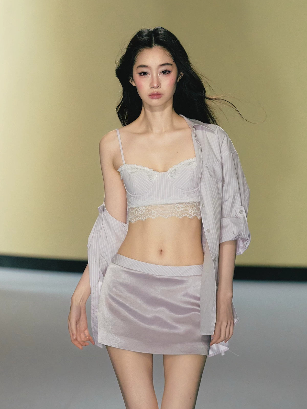 Satin Halter Top Skirt Set