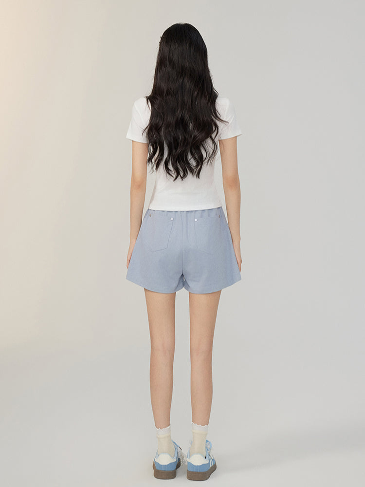 Lace-Trimmed and Tied Shorts