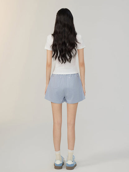 Lace-Trimmed and Tied Shorts