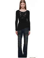 Lace Cowl Neck Knit Dress