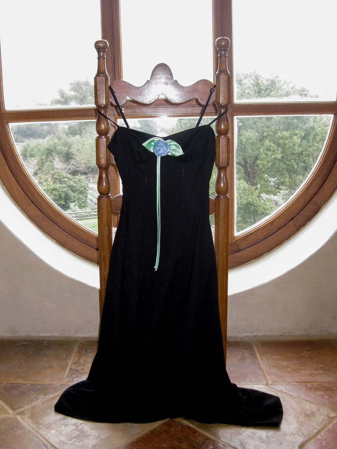Black Corset A-Line Midi Dress