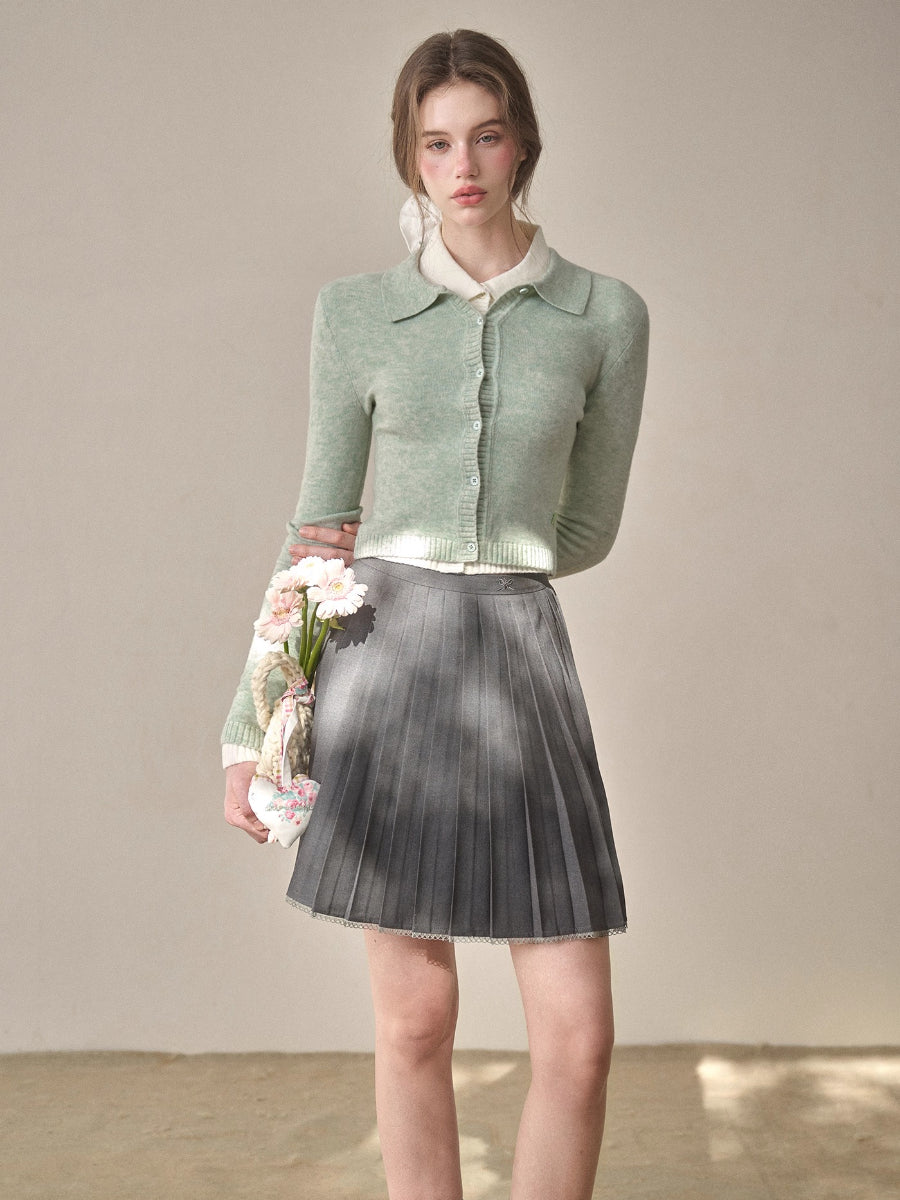 Mist-Grey Pleated Skirt