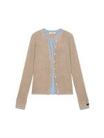 Contrast Layered Wool Blend Cardigan