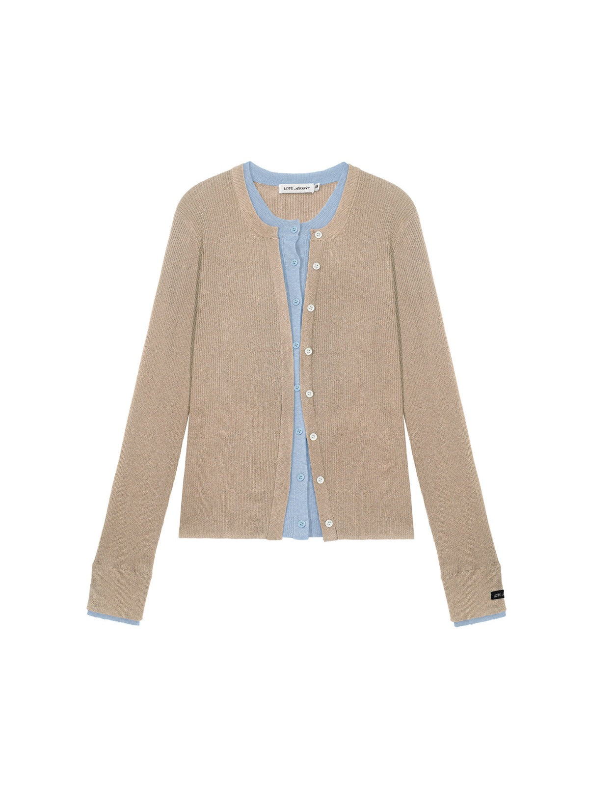 Contrast Layered Wool Blend Cardigan