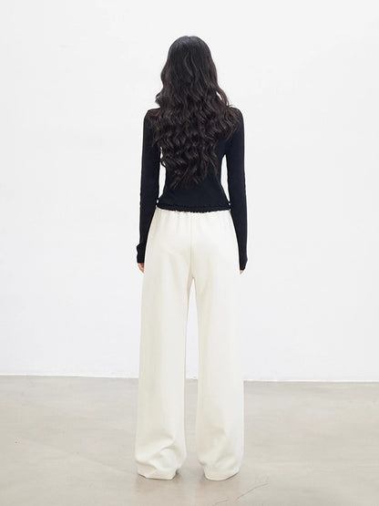 Lace-Trim Slim Knit Cardigan