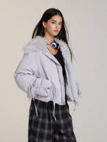 Winter Drawstring Fur Collar Down