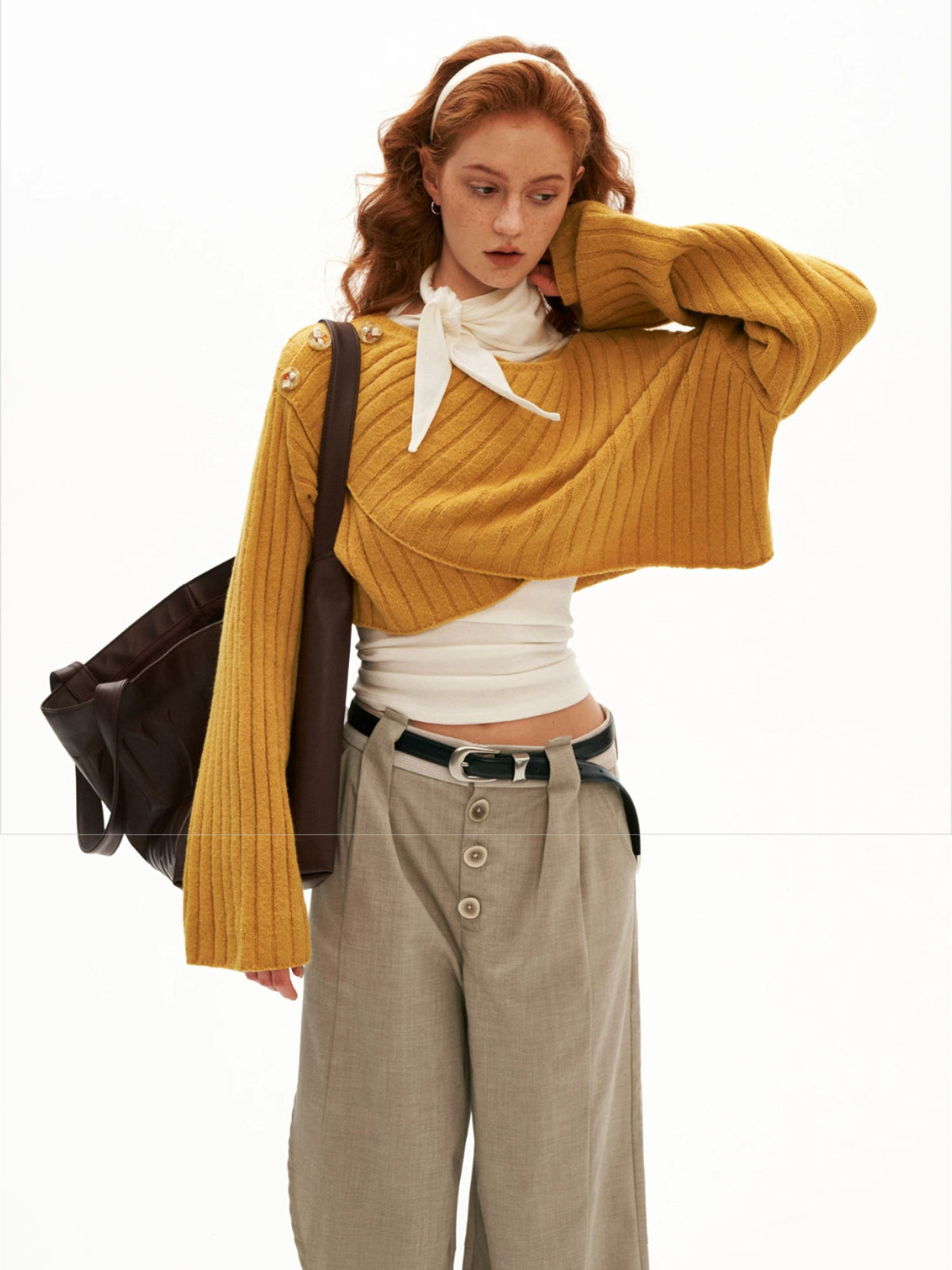 Cross Neck Recycled Knit Sweater