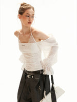 Off-Shoulder Halter Flare Sleeve Blouses