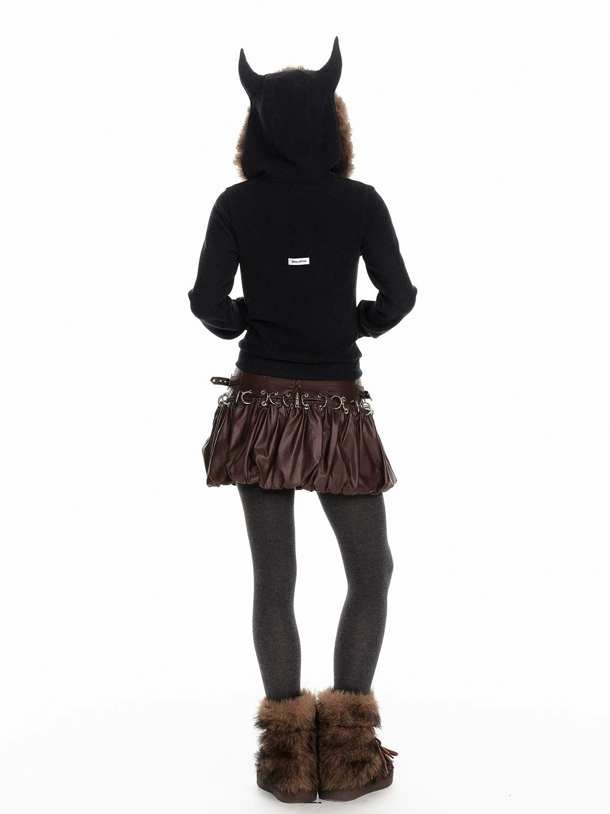 Fur Collar Hoodie &amp; Wide Pants Set