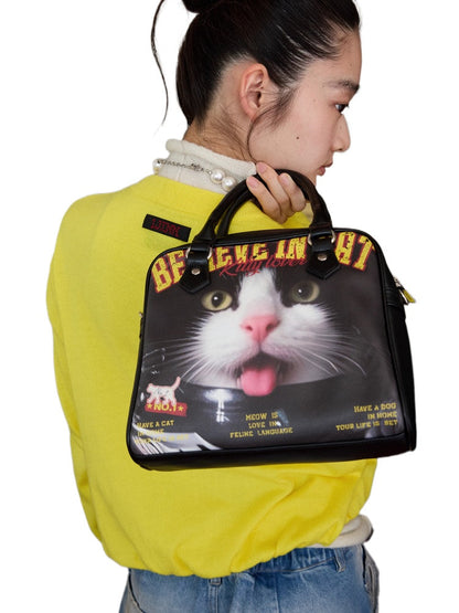 Classic Cat &amp; Dog Boston Handbag