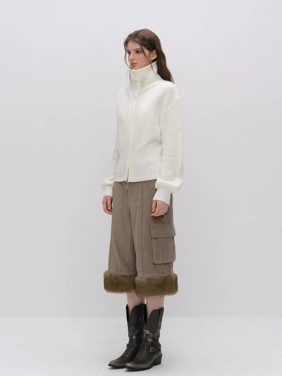Oversized Toggle Collar Waffle Cardigan