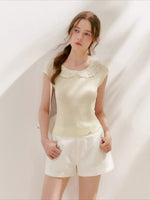 Lace-Collar Knit T-Shirt
